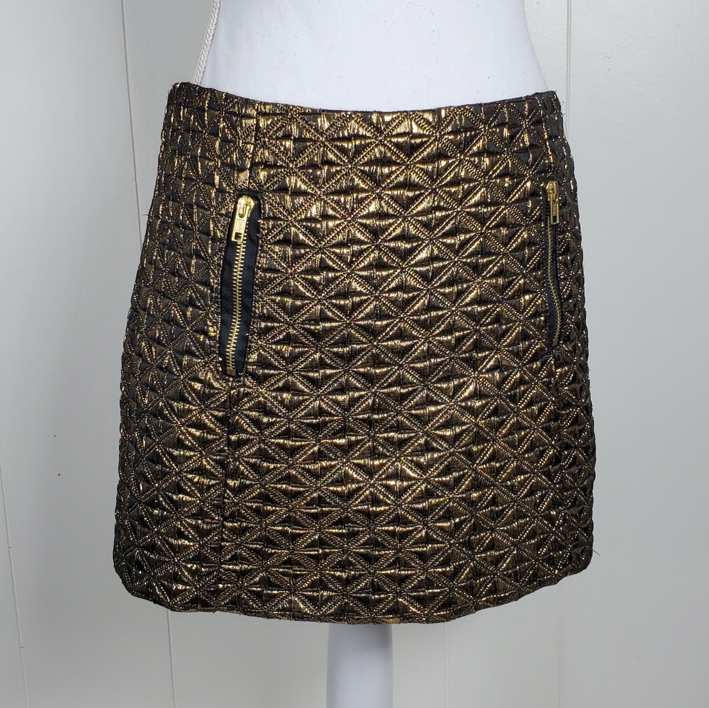Topshop textured metallic mini skirt with pockets size 6